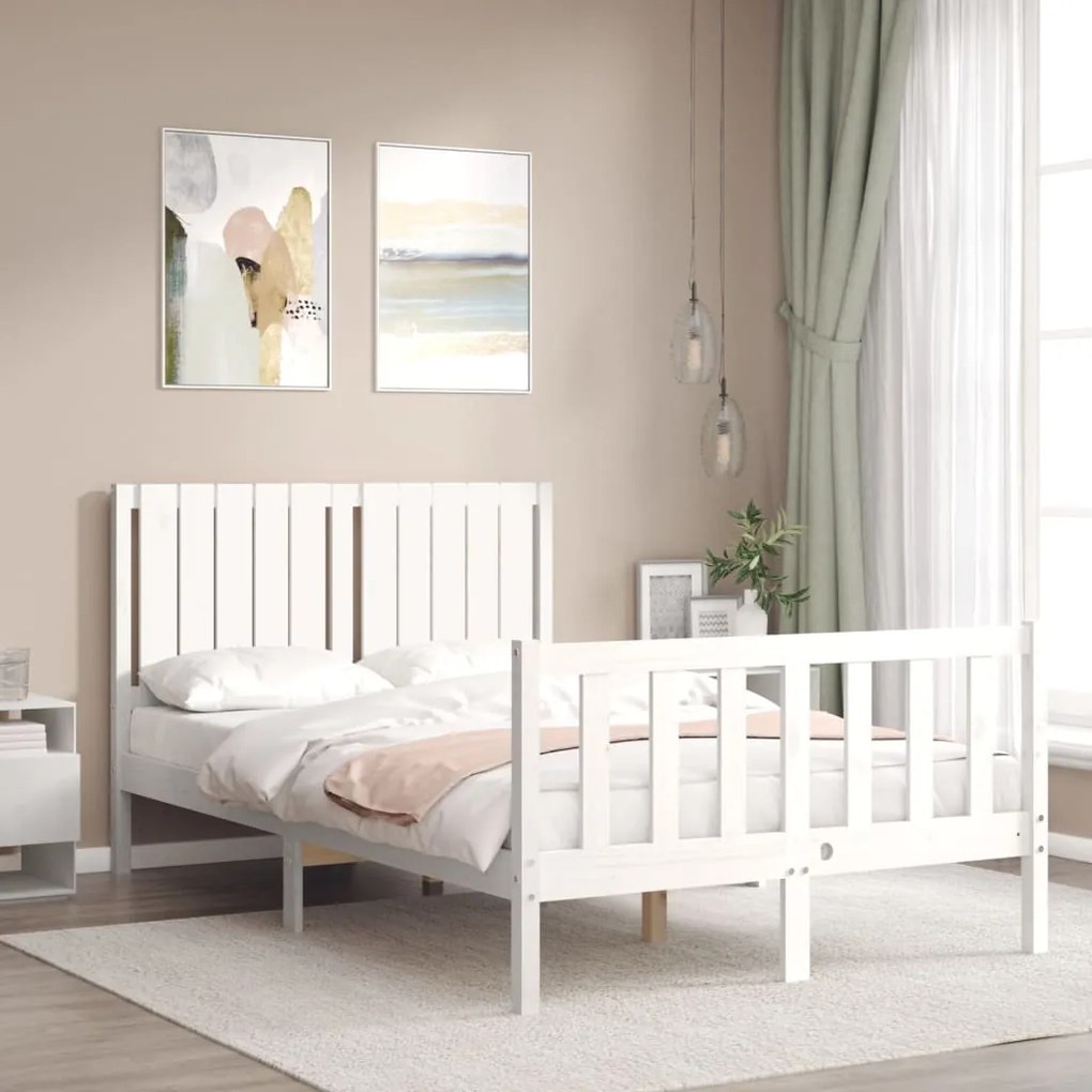 Cama sem colchão 120x200 cm madeira de pinho maciça branco