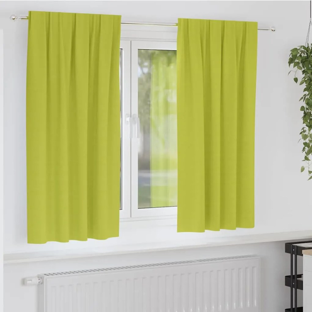 vidaXL Cortinas com cortinas 2 pcs Verde maçã Poliéster