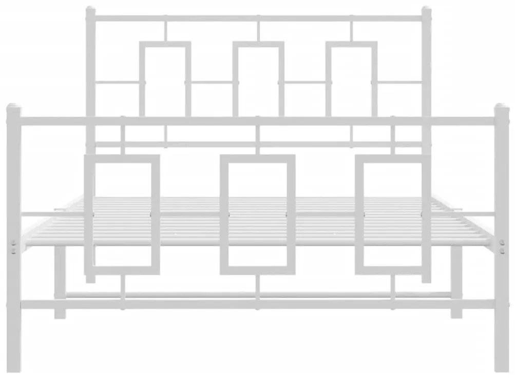 Estrutura de cama com cabeceira e pés 107x203 cm metal branco