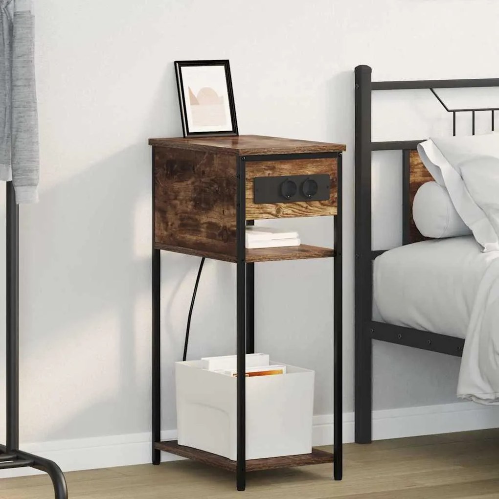 vidaXL Armário de Cabeceira Carvalho Defumado 41 x 28 x 76 cm