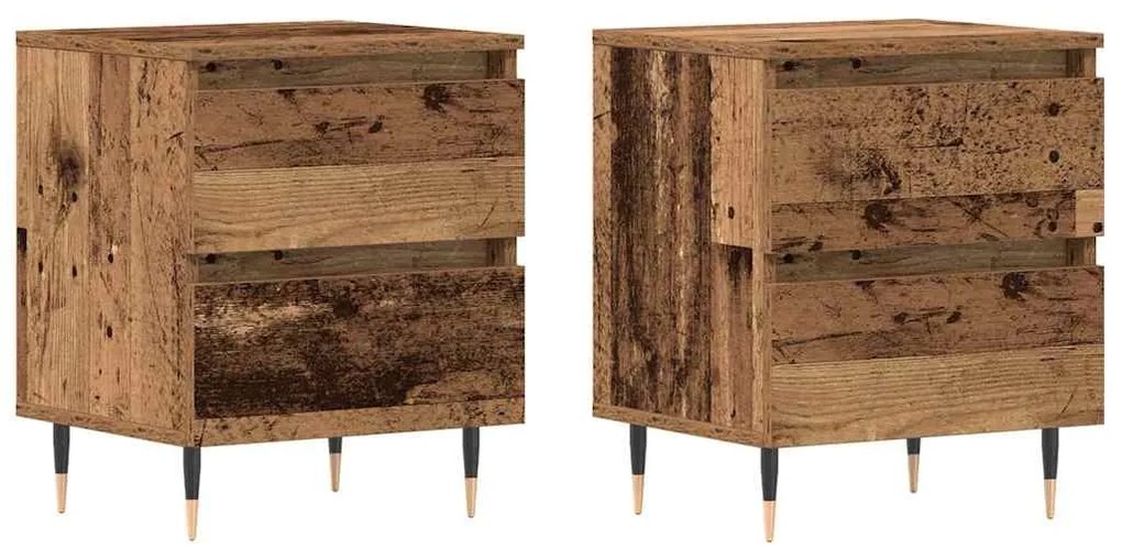 Mesas de Cabeceira 2 pcs Madeira Antiga 40x35x50 cm Madeira Engenharia