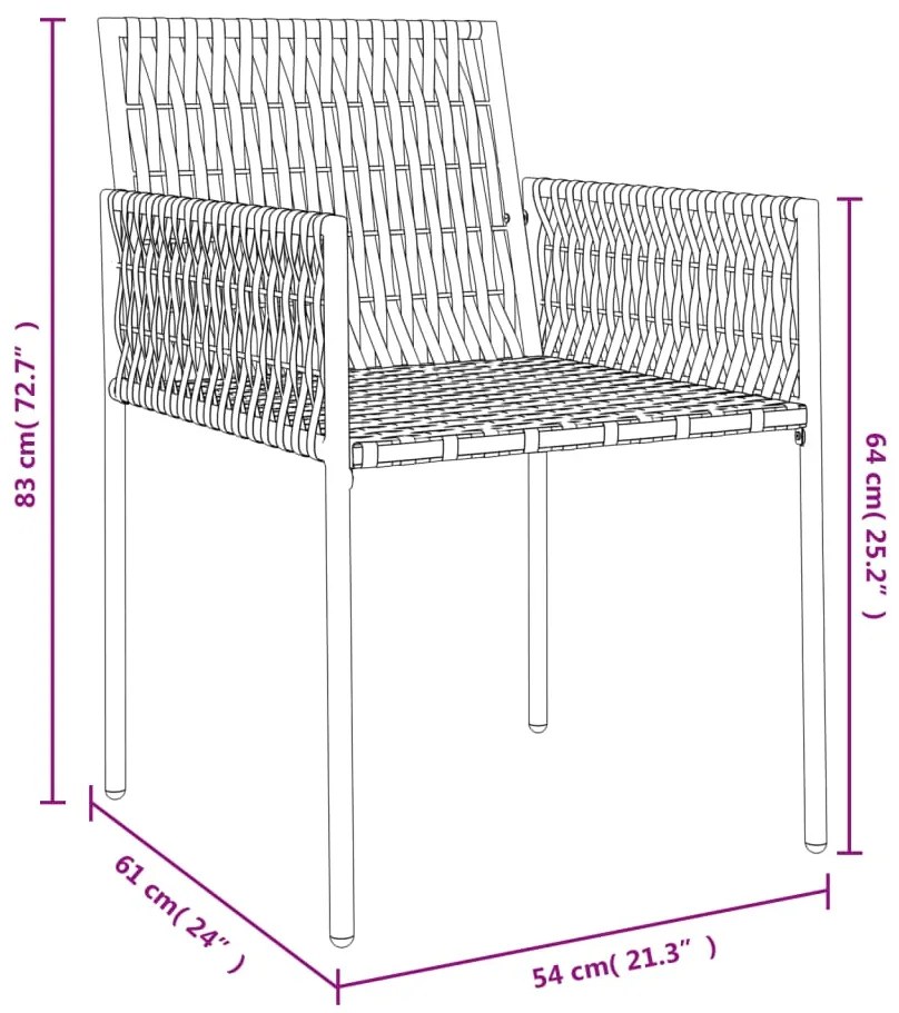 Cadeiras jardim c/ almofadões 4pcs 54x61x83 cm vime PE castanho