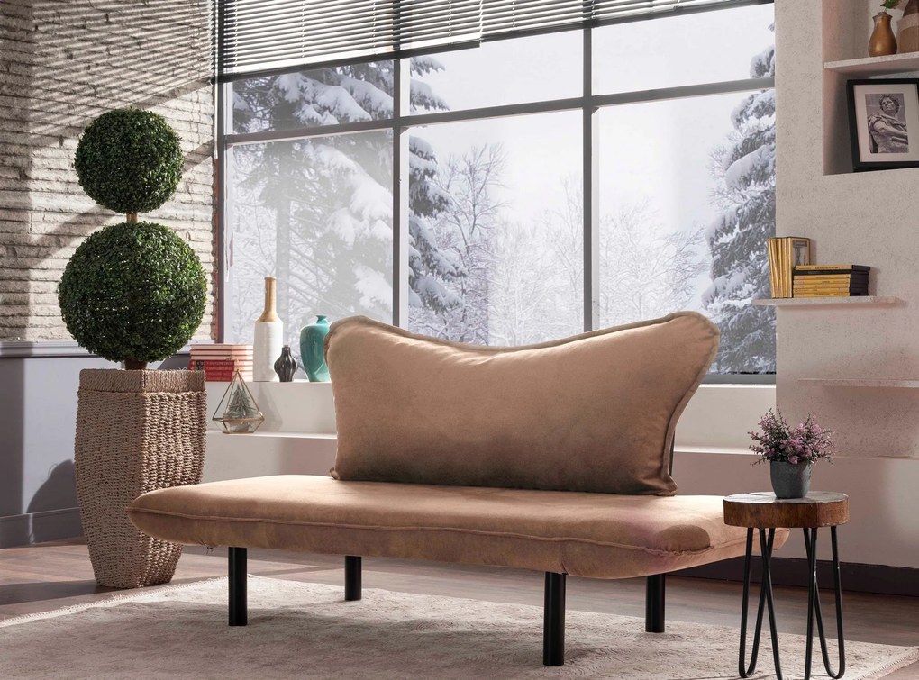 Sofá-Cama Chatto - Castanho Claro - 150 cm Largura x 75 cm Altura x 70