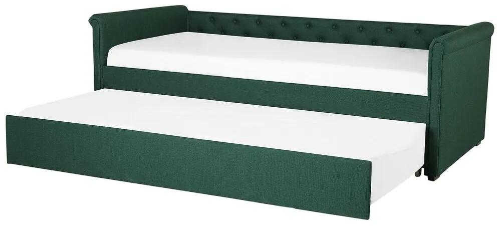 Cama dupla em tecido verde escuro 80 x 200 cm LIBOURNE Beliani