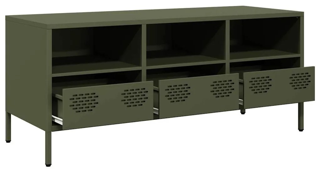 Móvel de TV 101,5x39x43,5 cm aço laminado a frio verde-azeitona