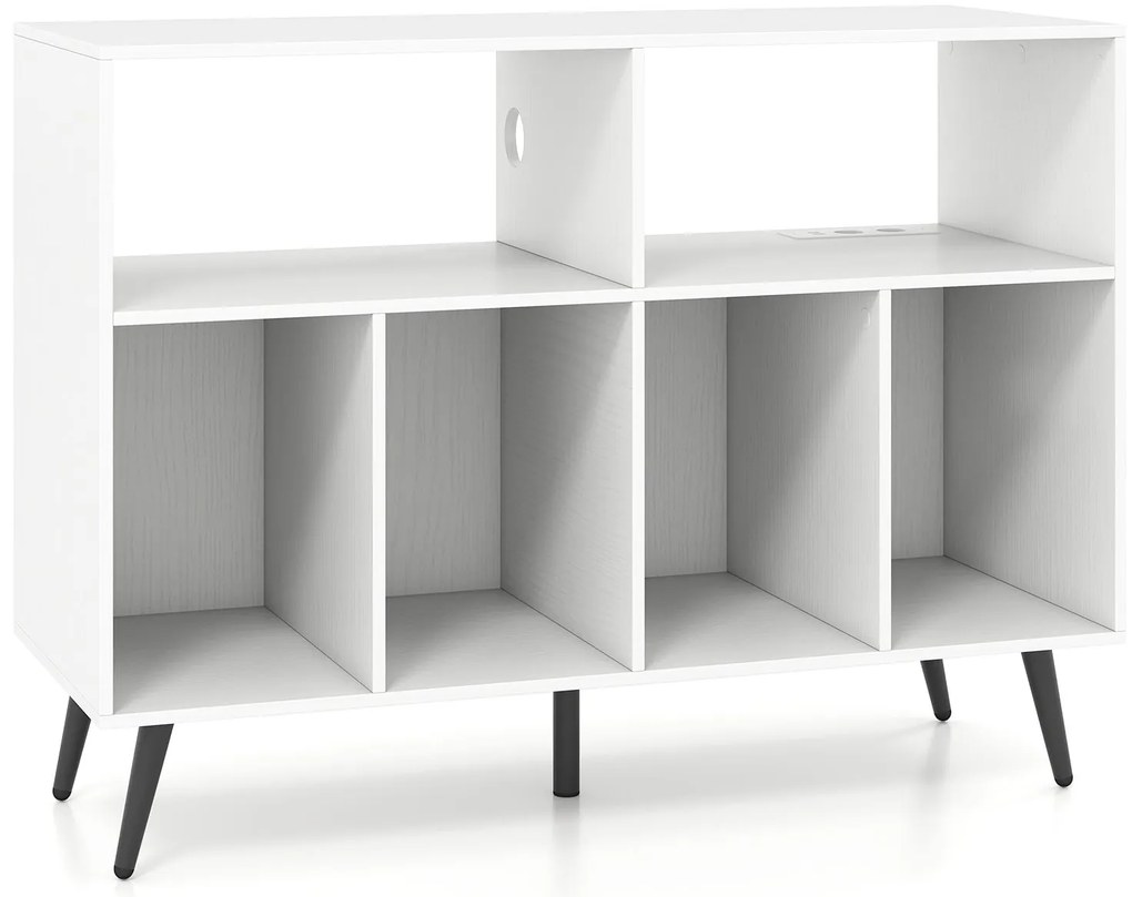 Suporte para discos de vinil, suporte para toca-discos de 3 níveis com prateleira de armazenamento para discos de vinil, mesa de armazenamento com 5 pernas de metal, branco