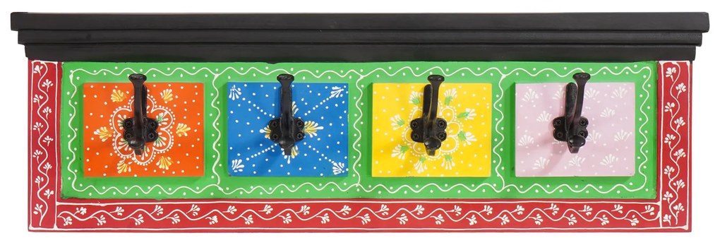 vidaXL Cabideiro Montado na Parede com 4 Ganchos 80x25x2 cm Madeira Sólida de Manga e Madeira Engenharia