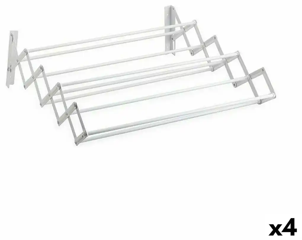 HomCom Estendal de Roupa 4 níveis com Rodinhas tipo Pendurador Móvel Branco  e Aço Inoxidável (80-142)x55x172 cm