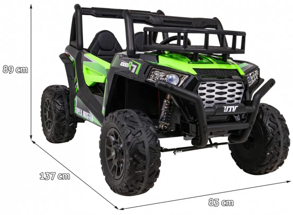 Buggy elétrico para Crianças 24V 2 Lugares UTV Buggy Rodas de EVA, Assento de couro Verde