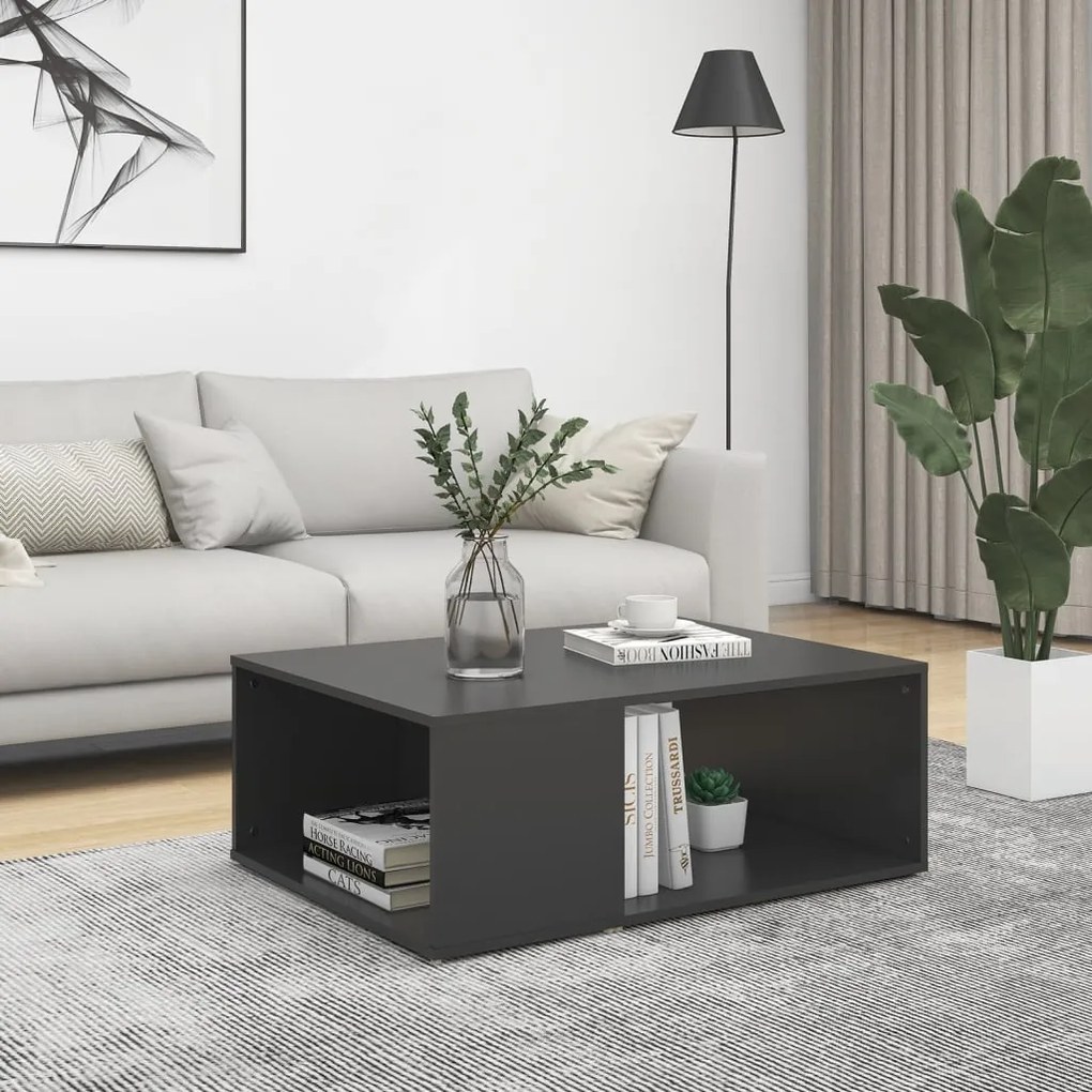 vidaXL Mesa de centro 90x67x33 cm contraplacado cinzento