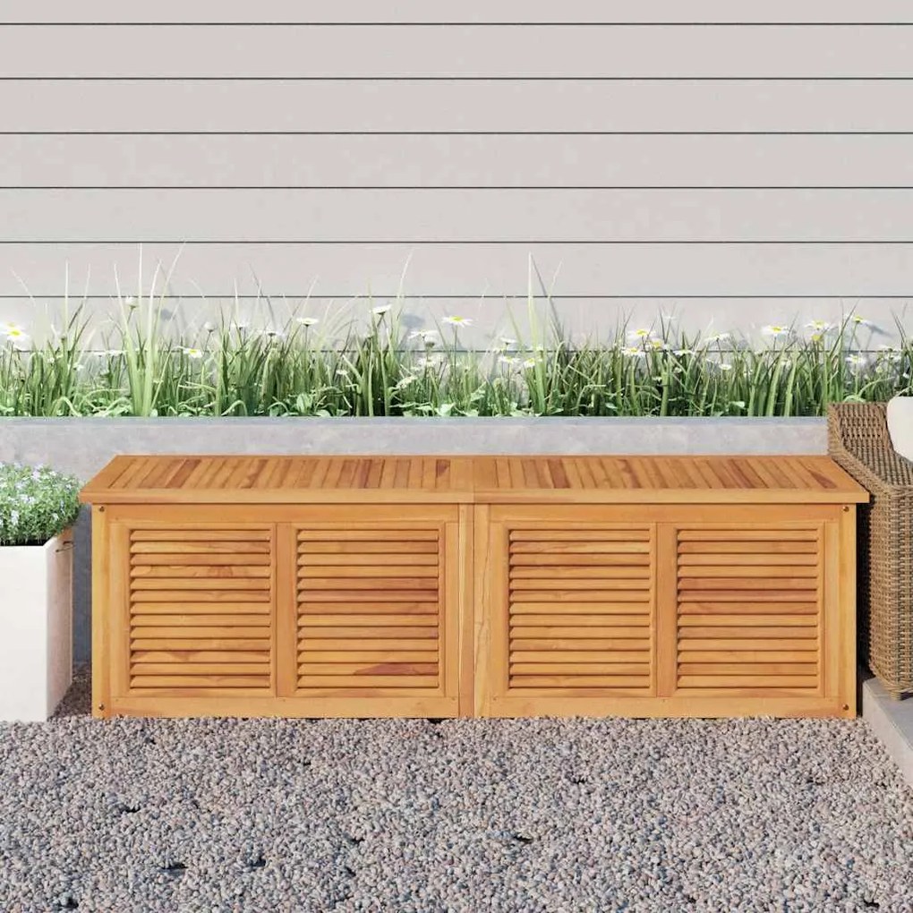 Caixa de arrumação para jardim com saco 175x50x55cm teca maciça