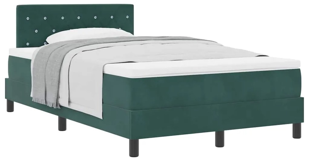 Cama Box Spring vidaXL com Colchão Verde Escuro 120x200 cm Veludo