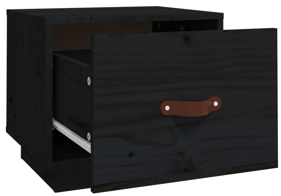 Mesa de cabeceira 40x34x35 cm madeira de pinho maciça preto