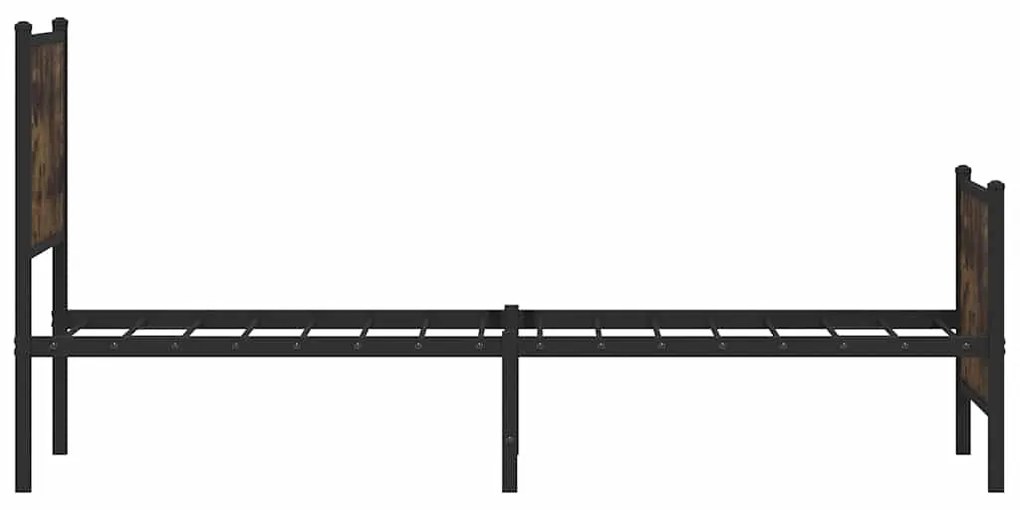 Estrutura de cama sem colchão 80x200 cm metal carvalho fumado