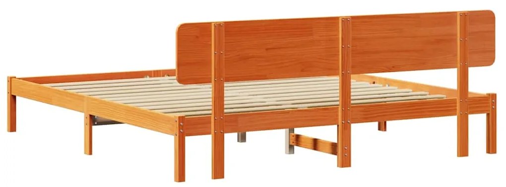 Estrado de cama com cabeceira Castanho, 180 x 200 cm, madeira de pinho