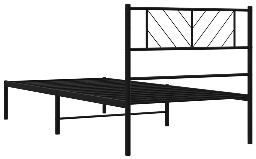 Estrutura de cama com cabeceira 75x190 cm metal preto