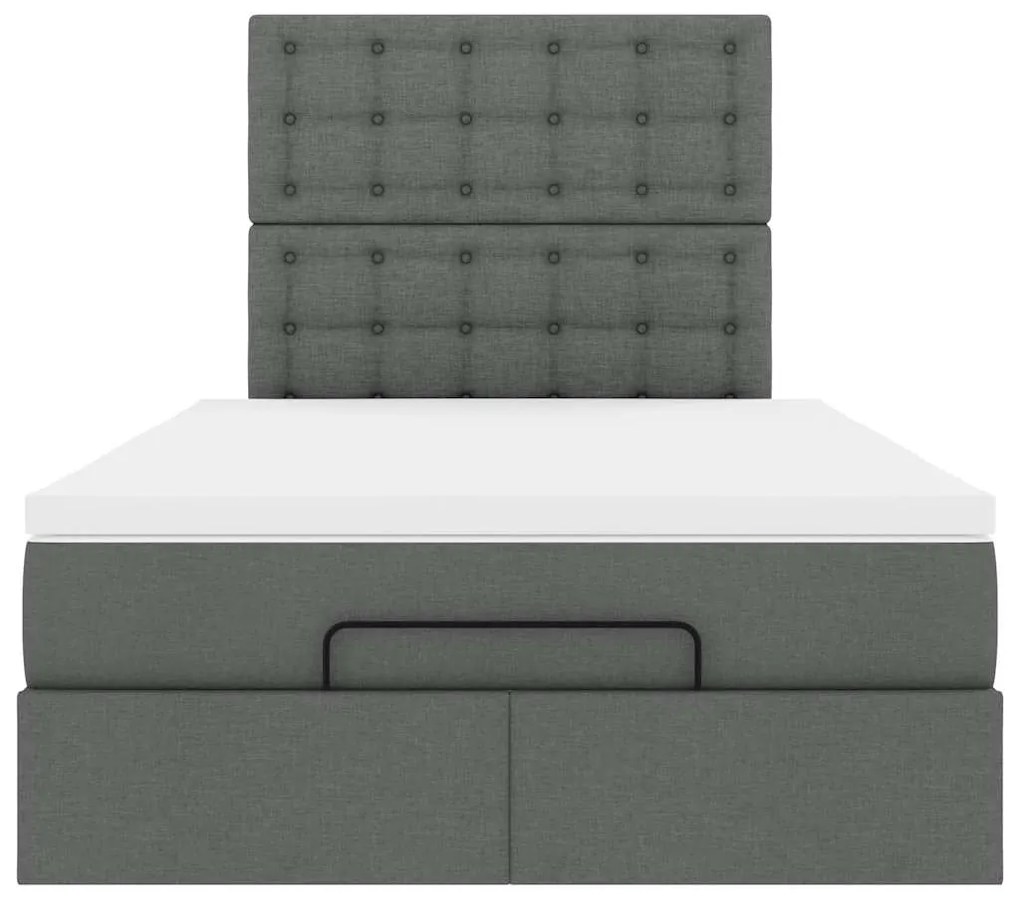 Estrutura cama otomana colchão 120x200cm tecido cinzento escuro