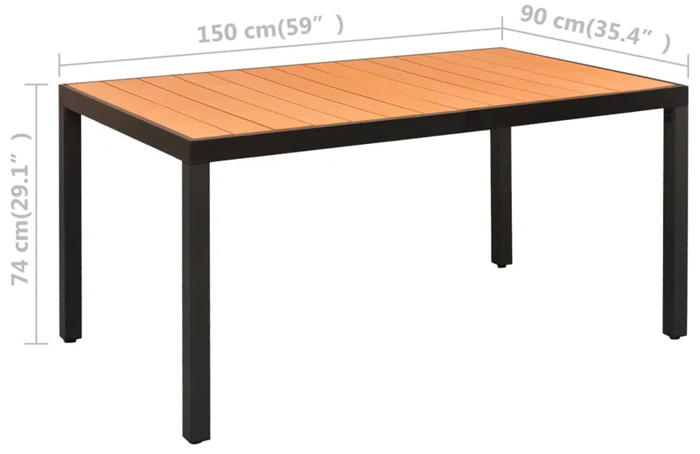 5 pcs conjunto de jantar para jardim preto e castanho