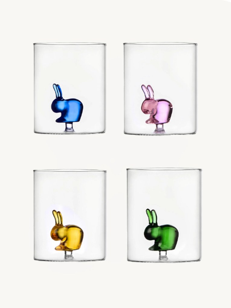 Copos artesanais em vidro borossilicato Rabbit, conjunto de 4
