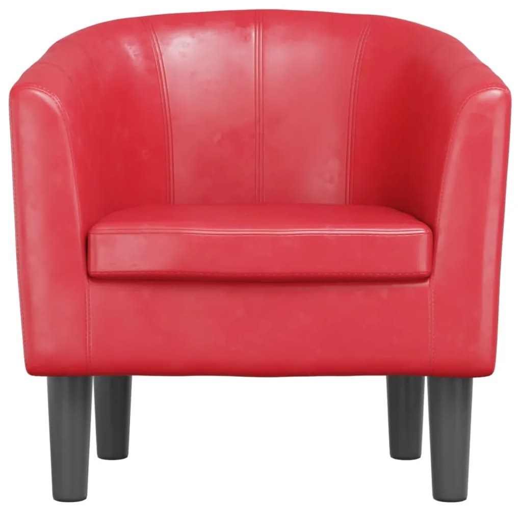 Poltrona couro artificial vermelho