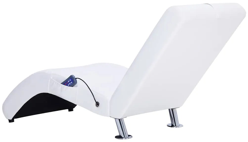Chaise longue de massagem c/ almofada couro artificial branco