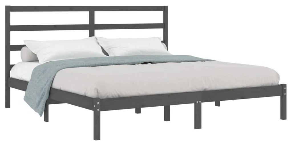 Estrutura de cama 200x200 cm pinho maciço cinzento