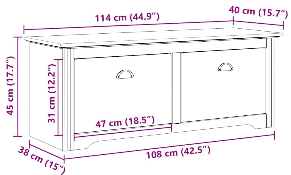Banco de corredor BODO 114x40x45 cm branco