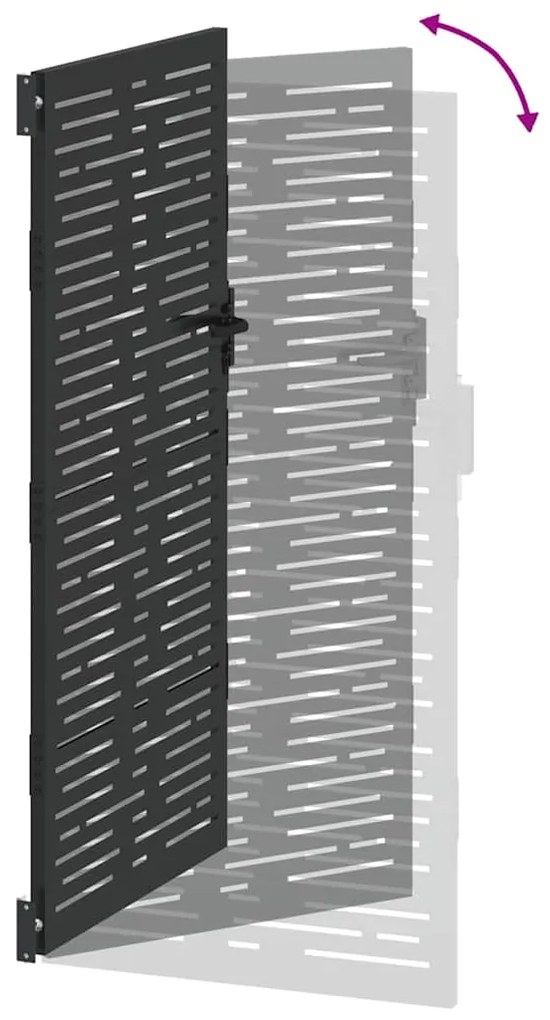 Portão de Jardim Preto 105 x 175 cm Aço com Revestimento em Pó