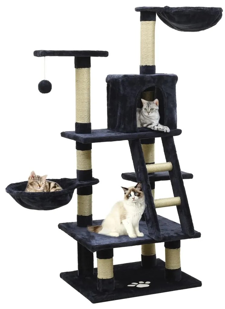 vidaXL Árvore para gatos com postes arranhadores sisal azul 122 cm