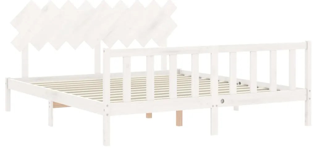 Estrutura cama Super King Size c/ cabeceira madeira branco