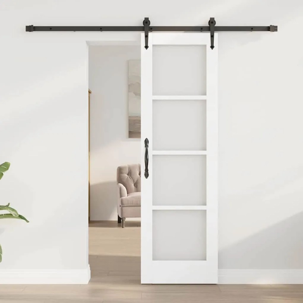 Porta Deslizante vidaXL com Conjunto de Hardware Branca 61x198,5 cm Ma