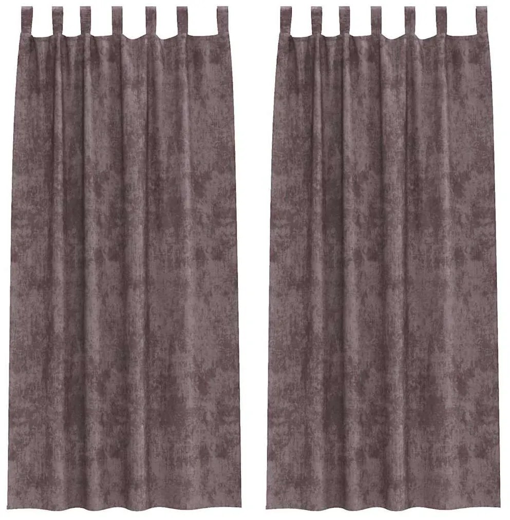 Cortinas de Veludo 2 peças com Ilhós Castanho 245x140 cm