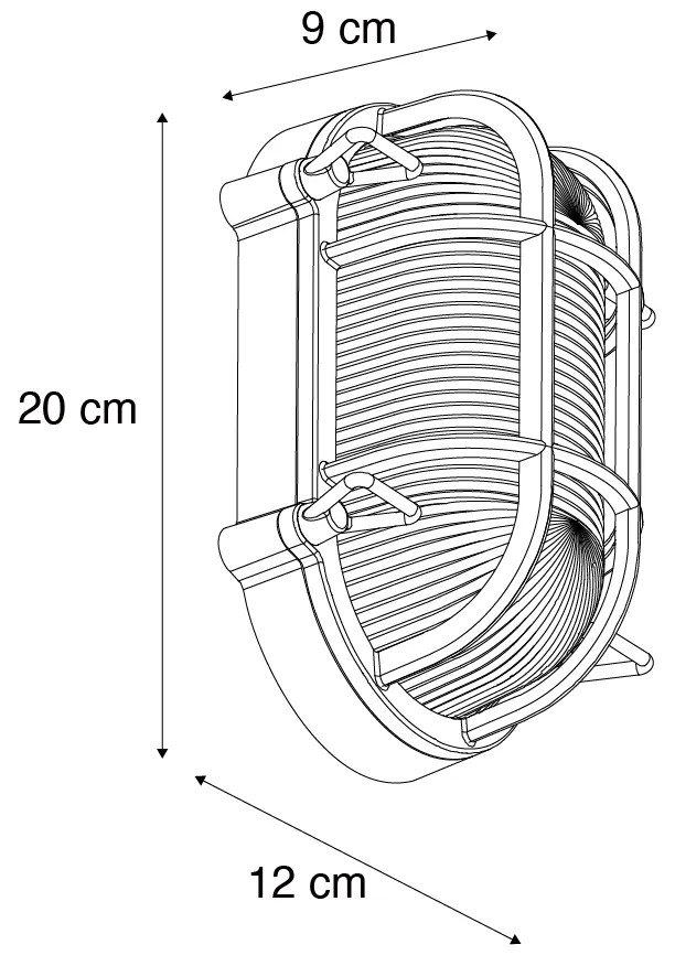 Candeeiro de Parede e Teto Exterior Dourado Antigo 5,2cm Oval IP44 - Noutica Industrial