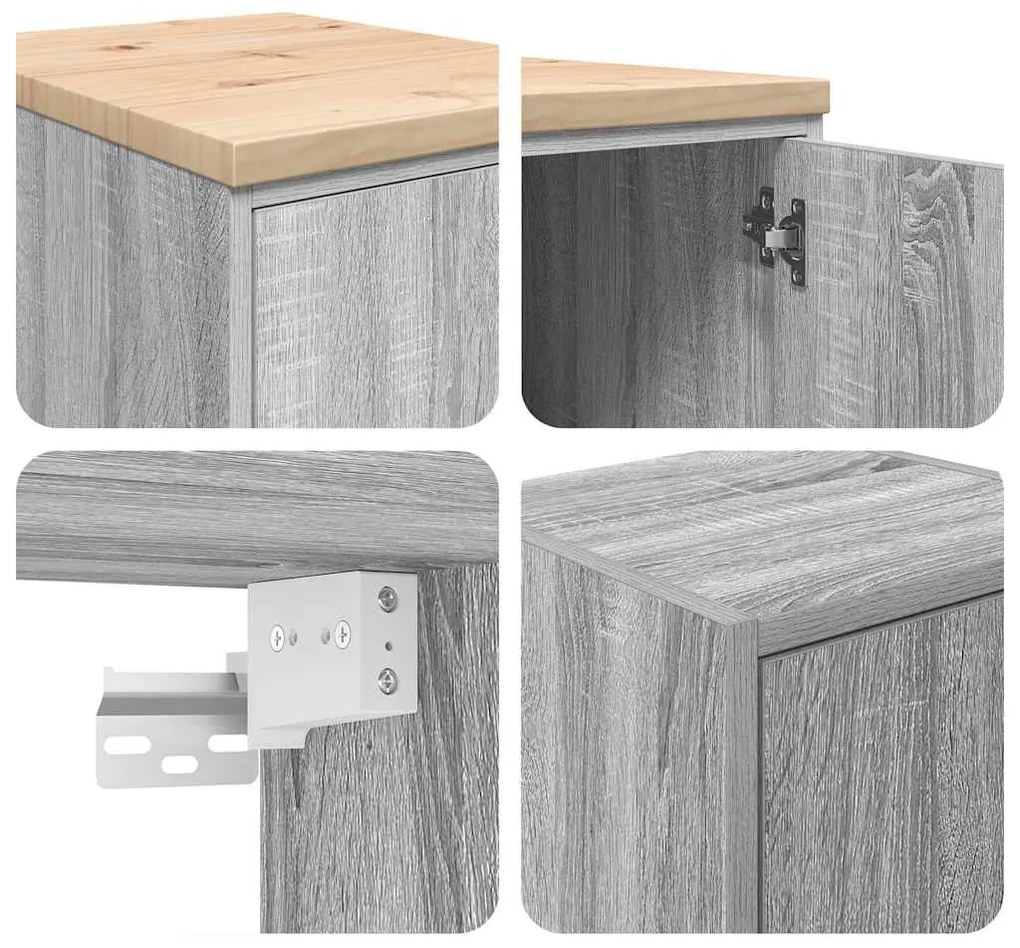 Armários de garagem 2 pcs derivados de madeira cinzento sonoma