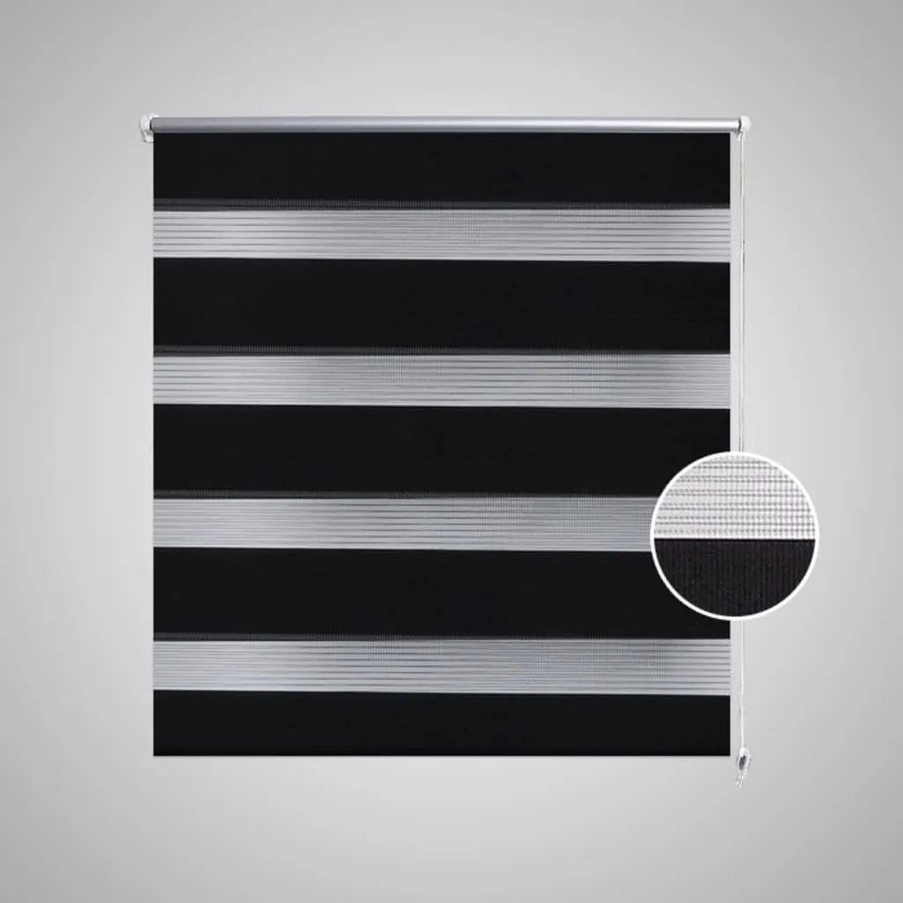 Estore de rolo 60 x 120 cm, linhas de zebra / Preto