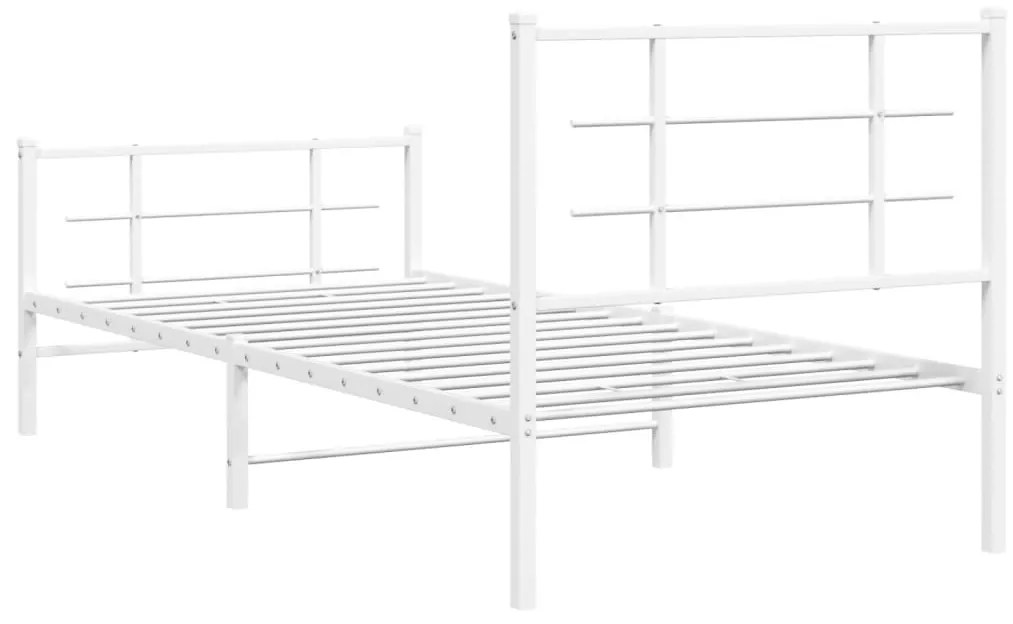 Estrutura de cama com cabeceira e pés 90x190 cm metal branco