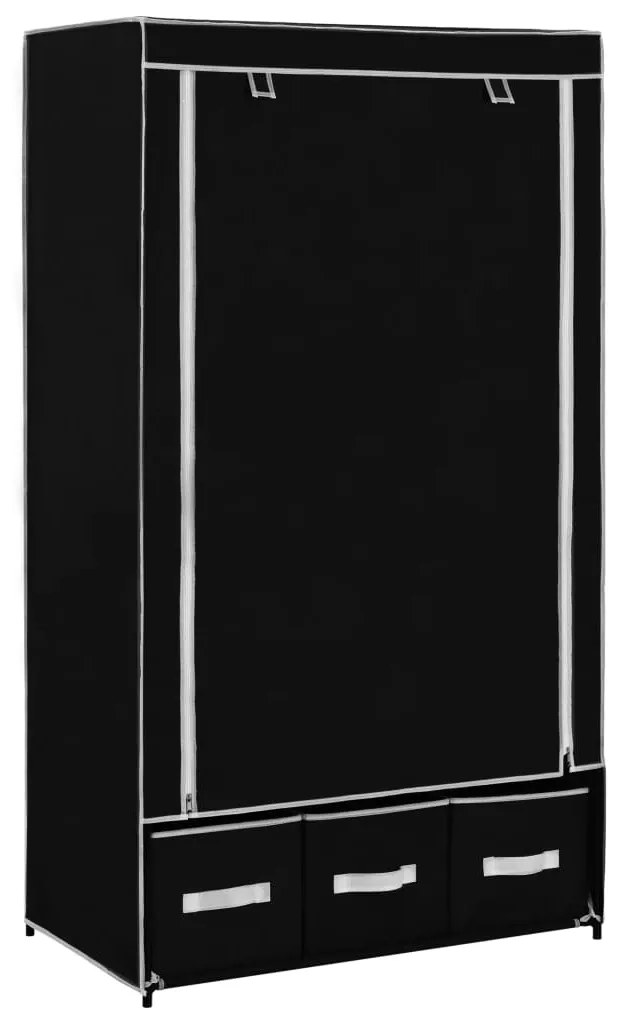 282457 vidaXL Roupeiro 87x49x159 cm tecido preto