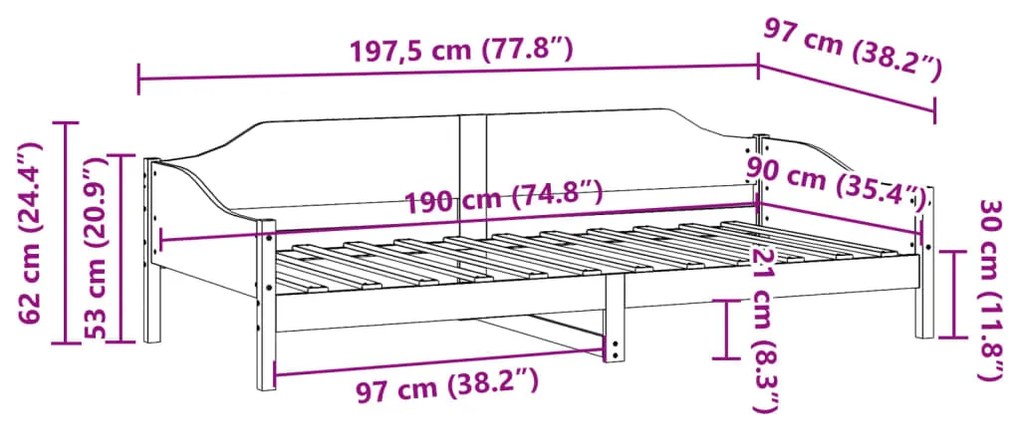 Cama sem colchão 90x190 cm madeira de pinho maciça branco
