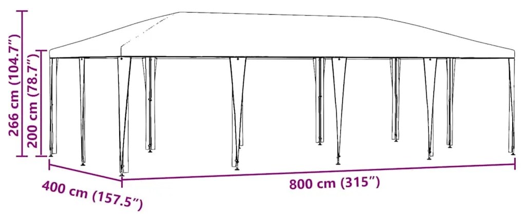 Tenda de Festa Verde 8x4 m PE