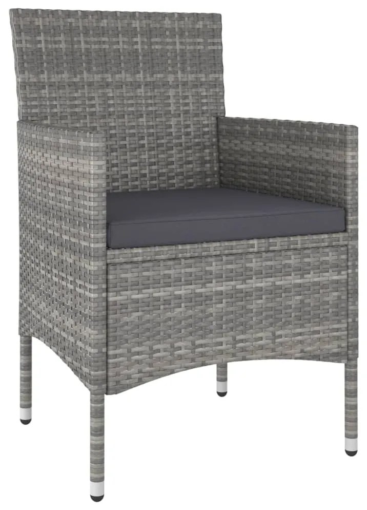 4 pcs conjunto de cadeiras e bancos de jardim vime PE cinzento