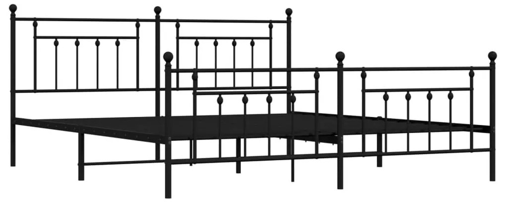 Estrutura de cama com cabeceira e pés 200x200 cm metal preto