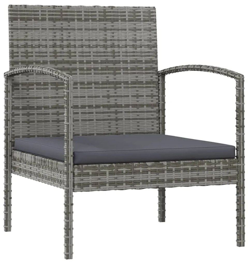 8 pcs conjunto lounge de jardim c/ almofadões vime PE cinzento
