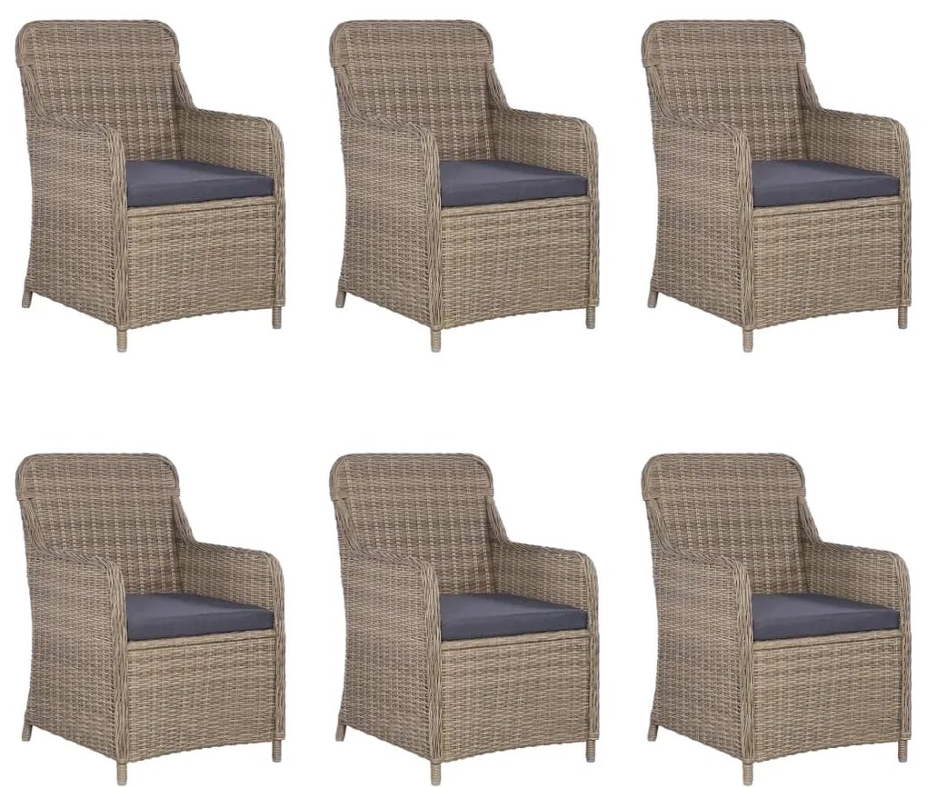 7 pcs conjunto de jantar para jardim castanho