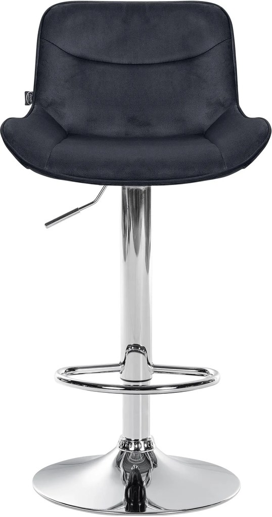 Banco alto em veludo com estrutura prateada 85-106 x 49 x 51 cm preto