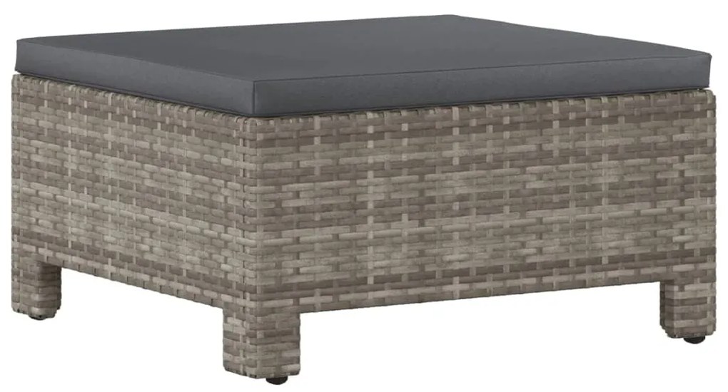 6 pcs conjunto lounge de jardim c/ almofadões vime PE cinzento