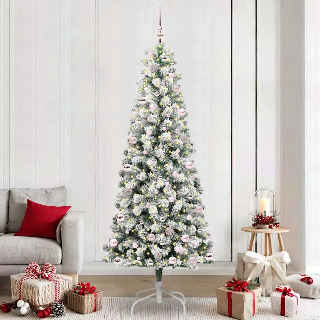 vidaXL Árvore de Natal Articulada Artificial Verde e Branco 240 cm