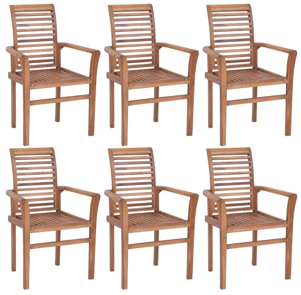 3072944 vidaXL Cadeiras de jantar empilháveis 6 pcs madeira de teca maciça