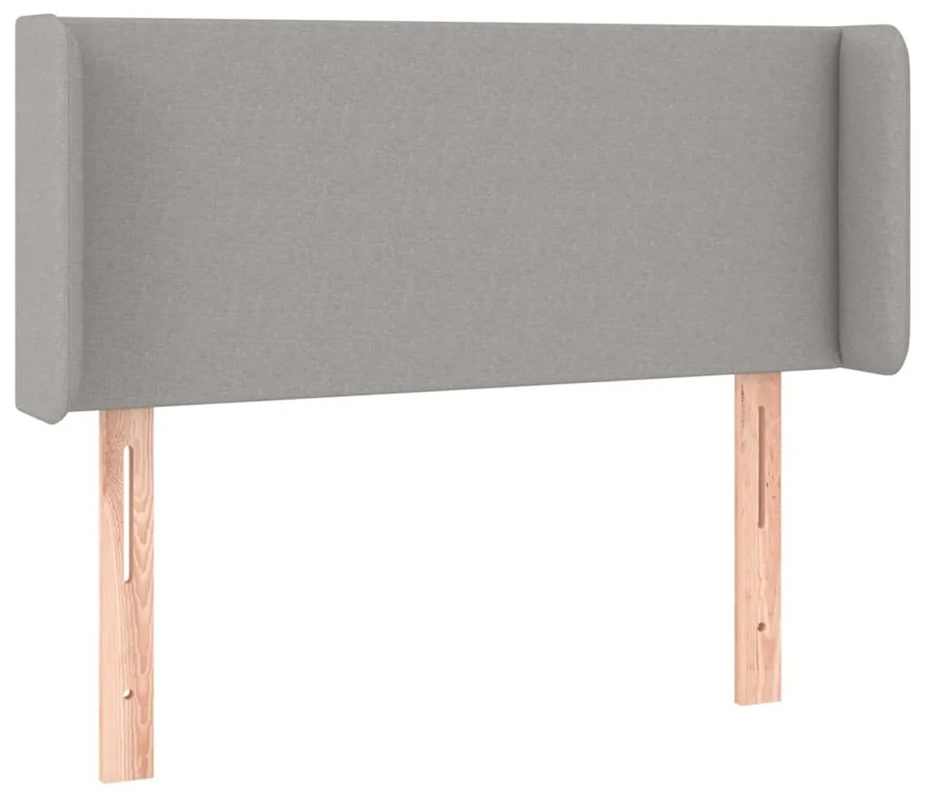 Cabeceira de cama c/ luzes LED tecido 83x16x78/88cm cinza-claro