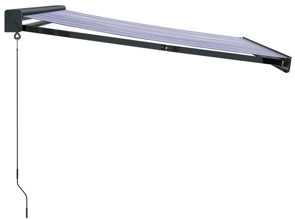 Toldo retrátil 4x3 m tecido e alumínio azul e branco