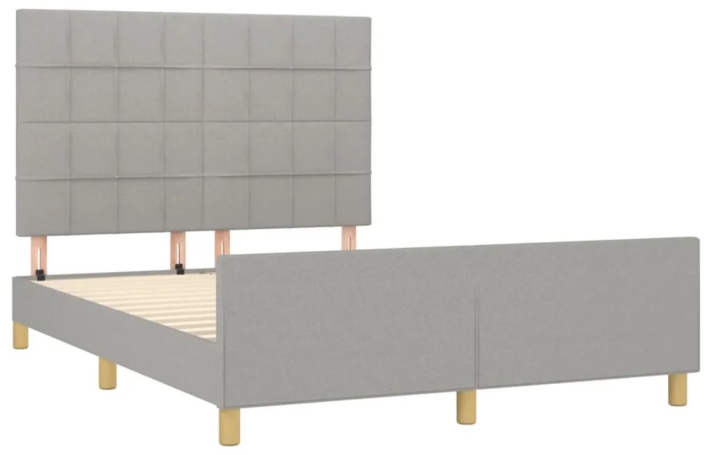 Estrutura de cama sem colchão 140x200 cm tecido cinzento-claro